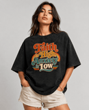 Faith Is High, Anxiety Is Low Retro Oversized Snow Washed Cotton T-Shirt - Encore2woKhaki AshS