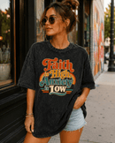 Faith Is High, Anxiety Is Low Retro Oversized Snow Washed Cotton T-Shirt - Encore2woKhaki AshS