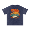 Faith Is High, Anxiety Is Low Retro Oversized Snow Washed Cotton T-Shirt - Encore2woRoyal BlueS
