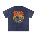 Faith Is High, Anxiety Is Low Retro Oversized Snow Washed Cotton T-Shirt - Encore2woRoyal BlueS