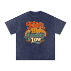 Faith Is High, Anxiety Is Low Retro Oversized Snow Washed Cotton T-Shirt - Encore2woRoyal BlueS
