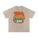 Faith Is High, Anxiety Is Low Retro Oversized Snow Washed Cotton T-Shirt - Encore2woKhaki AshS