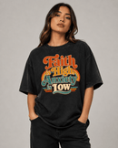 Faith Is High, Anxiety Is Low Retro Oversized Snow Washed Cotton T-Shirt - Encore2woKhaki AshS