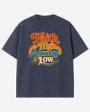 Faith Is High, Anxiety Is Low Retro Oversized Snow Washed Cotton T-Shirt - Encore2woKhaki AshS