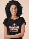 Faith Over Fear Be Courageous Christian Graphic Tee Inspirational Shirt - Encore2woBlackS