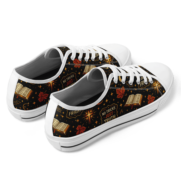Faith Over Fright Christian Halloween Canvas Sneakers – John 8:32 - Encore2woW 5 / M 3