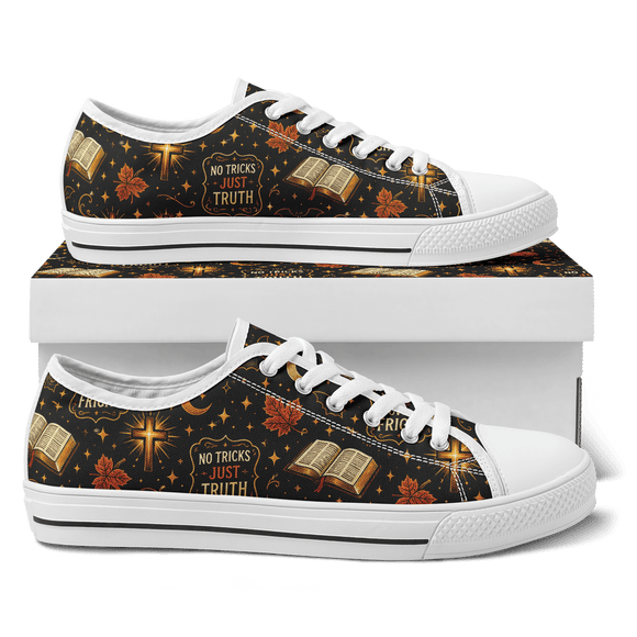 Faith Over Fright Christian Halloween Canvas Sneakers – John 8:32 - Encore2woW 5 / M 3