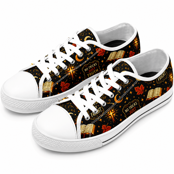 Faith Over Fright Christian Halloween Canvas Sneakers – John 8:32 - Encore2woW 5 / M 3