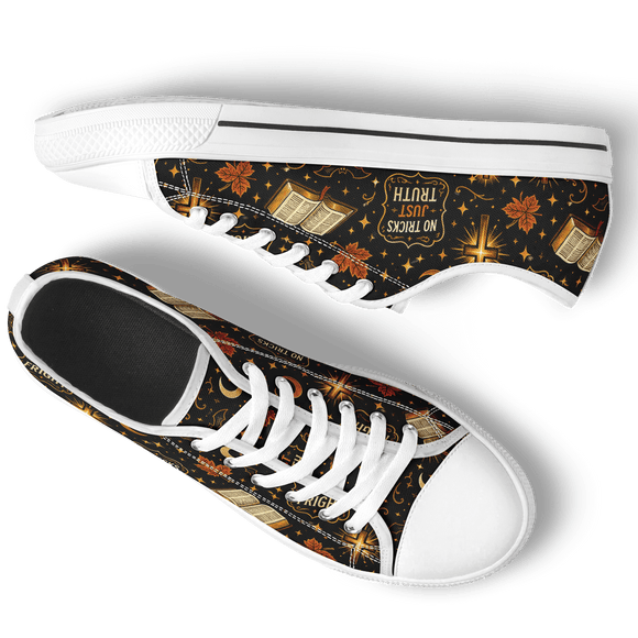 Faith Over Fright Christian Halloween Canvas Sneakers – John 8:32 - Encore2woW 5 / M 3