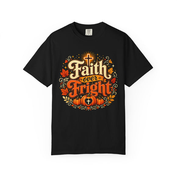 Faith Over Fright Christian Halloween T-Shirt for Fall Festivals - Encore2woBlackS