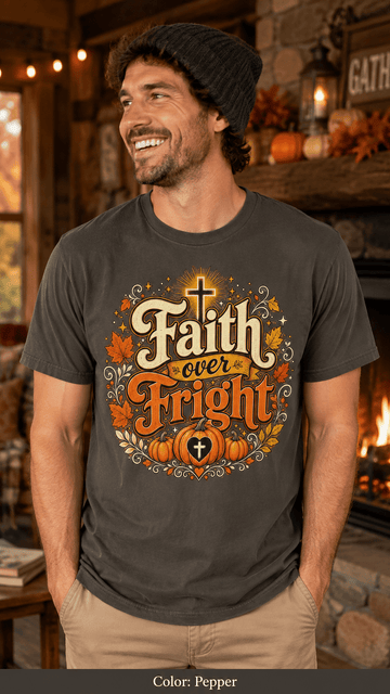 Faith Over Fright Christian Halloween T-Shirt for Fall Festivals - Encore2woPepperS