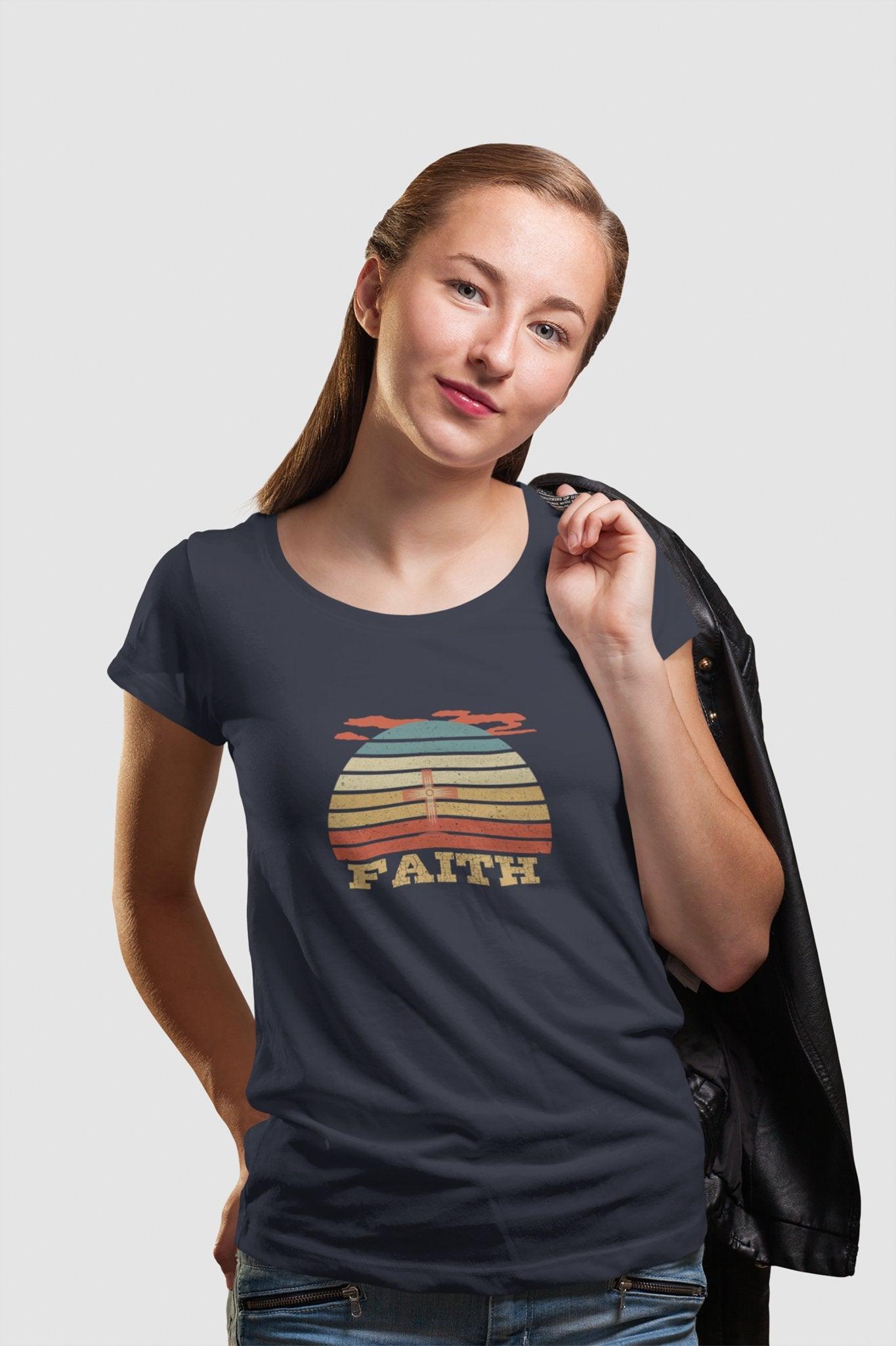 Faith Vintage Sun Circle Unisex T-Shirt, Retro, colorful - Encore2woArmyS