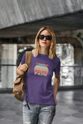 Faith Vintage Sun Circle Unisex T-Shirt, Retro, colorful - Encore2woArmyS