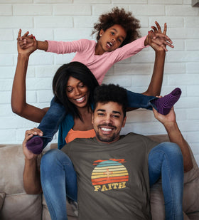 Faith Vintage Sun Circle Unisex T-Shirt, Retro, colorful - Encore2woArmyS