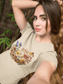 Fall Blooming Flowers Graphic Tee Vibrant Floral Casual Shirt - Encore2woYellowS