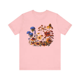 Fall Blooming Flowers T-Shirt - Featuring New England Aster, Helenium, Goldenrod, Geum, and Black - Eyed Susan - Encore2woPinkS