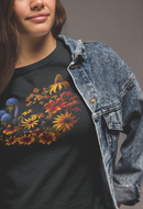 Fall Blooming Flowers T-Shirt - Featuring New England Aster, Helenium, Goldenrod, Geum, and Black - Eyed Susan - Encore2woYellowS