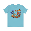 Fall Blooming Flowers T-Shirt - Featuring New England Aster, Helenium, Goldenrod, Geum, and Black - Eyed Susan - Encore2woTurquoiseS