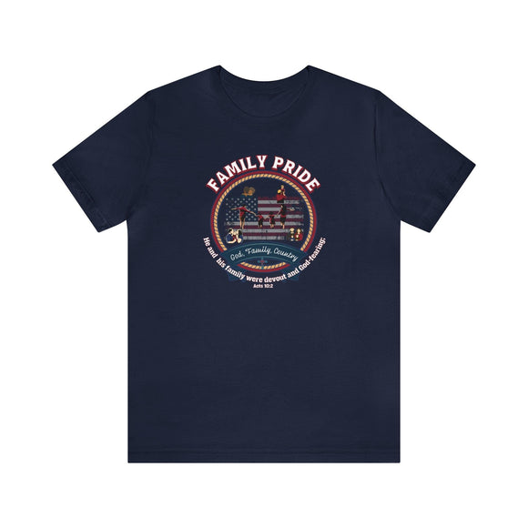 Family Pride Crest T-Shirt | Traditional Values | Traditional Family Crest Tee - Encore2woNavyS