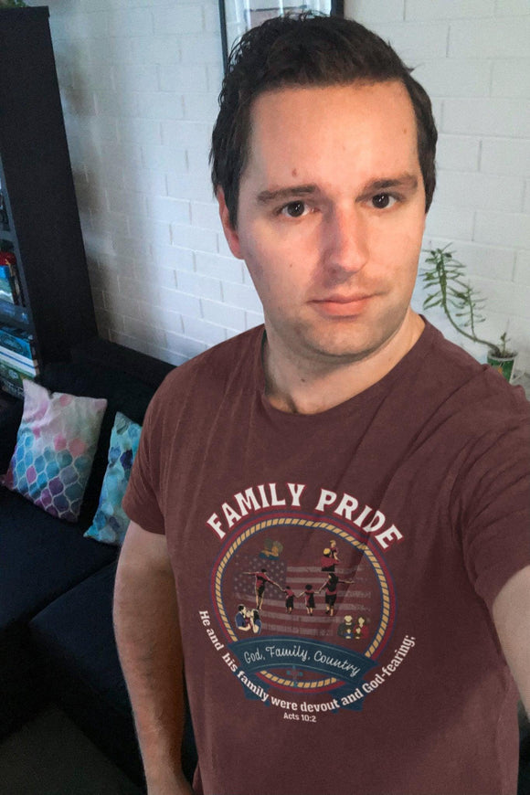 Family Pride Crest T-Shirt | Traditional Values | Traditional Family Crest Tee - Encore2woMaroonS