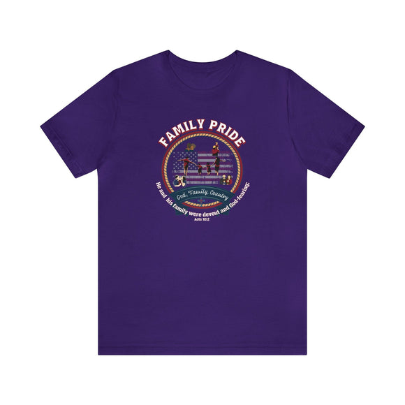 Family Pride Crest T-Shirt | Traditional Values | Traditional Family Crest Tee - Encore2woTeam PurpleS