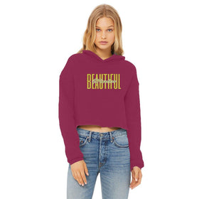Fearless & Beautiful Cropped Raw Edge Hoodie - Encore2woBurgundyXS