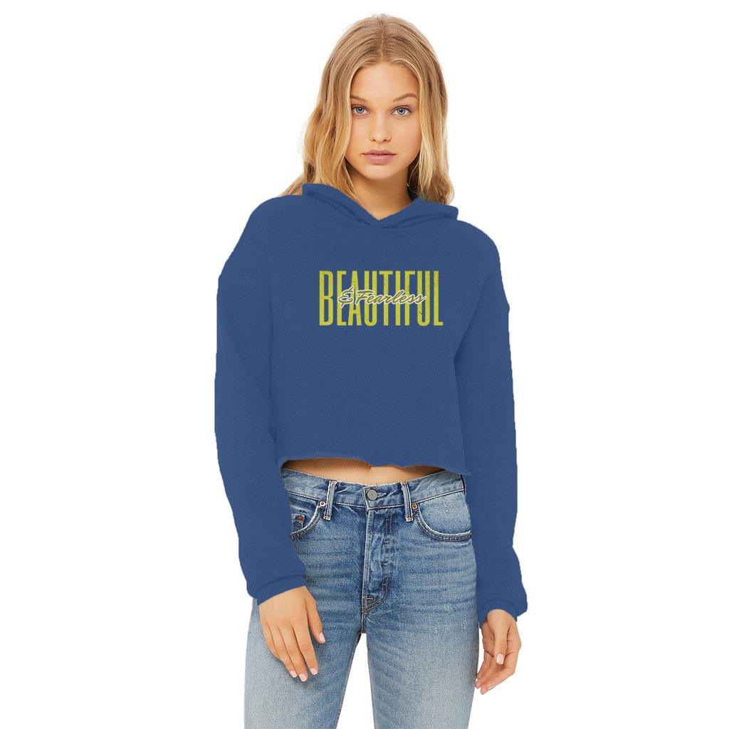 Fearless & Beautiful Cropped Raw Edge Hoodie - Encore2woRoyal BlueXS