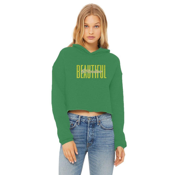 Fearless & Beautiful Cropped Raw Edge Hoodie - Encore2woKelly GreenXS