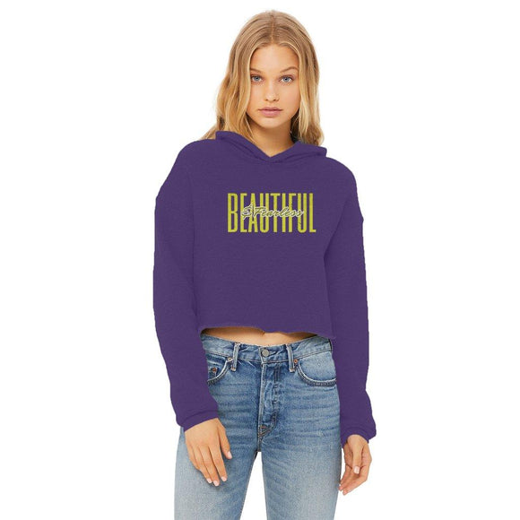 Fearless & Beautiful Cropped Raw Edge Hoodie - Encore2woPurpleXS
