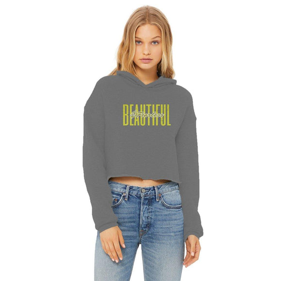 Fearless & Beautiful Cropped Raw Edge Hoodie - Encore2woDark GreyXS