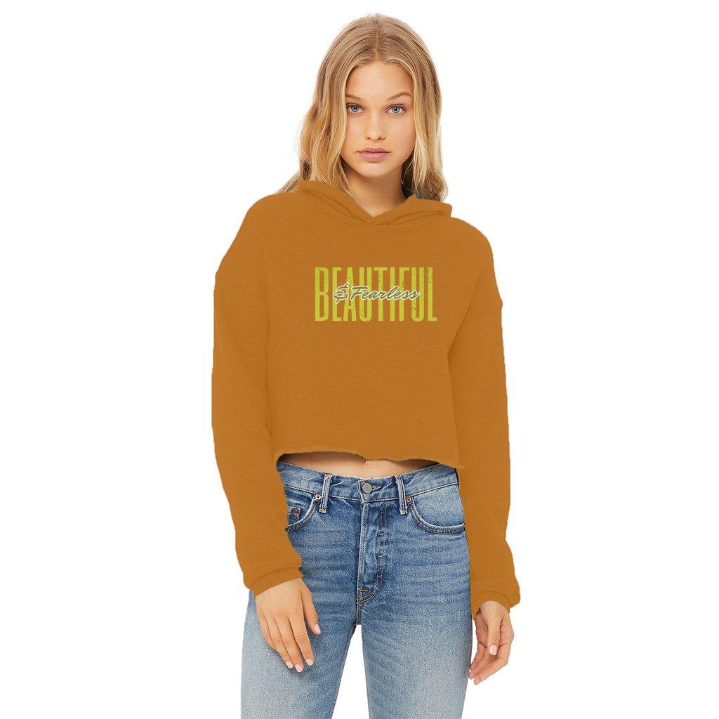 Fearless & Beautiful Cropped Raw Edge Hoodie - Encore2woOrangeXS