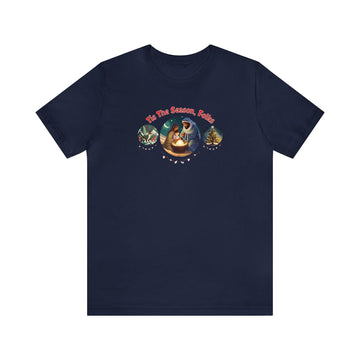 Festive 'Tis the Season Folks' Holiday Christmas T-Shirt Unisex - Encore2woNavyS