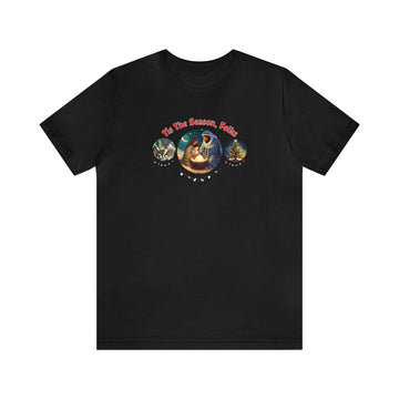 Festive 'Tis the Season Folks' Holiday Christmas T-Shirt Unisex - Encore2woBlackS