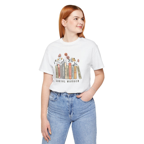 Floral Social Worker Tee Inspirational Career Appreciation Gift Shirt - Encore2woPinkS