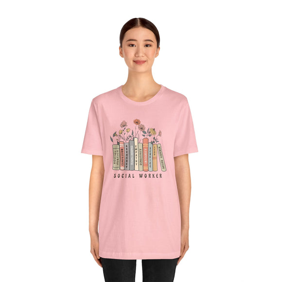 Floral Social Worker Tee Inspirational Career Appreciation Gift Shirt - Encore2woPinkS