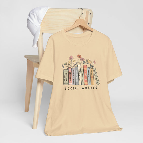Floral Social Worker Tee Inspirational Career Appreciation Gift Shirt - Encore2woPinkS