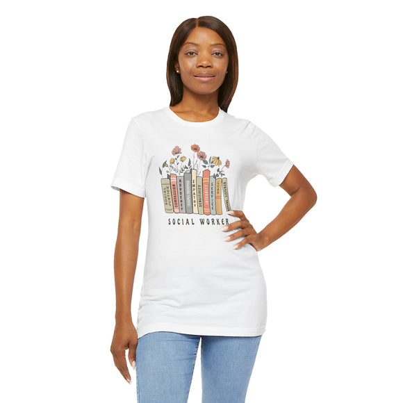 Floral Social Worker Tee Inspirational Career Appreciation Gift Shirt - Encore2woPinkS
