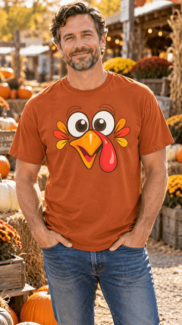 Funny Turkey Face Thanksgiving T-Shirt | Comfort Colors 1717 - Encore2woSYam