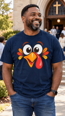 Funny Turkey Face Thanksgiving T-Shirt | Comfort Colors 1717 - Encore2woSNavy