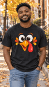 Funny Turkey Face Thanksgiving T-Shirt | Comfort Colors 1717 - Encore2woSBlack