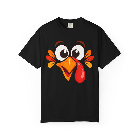 Funny Turkey Face Thanksgiving T-Shirt | Comfort Colors 1717 - Encore2woSNavy