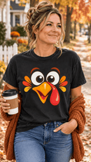 Funny Turkey Face Thanksgiving T-Shirt | Comfort Colors 1717 - Encore2woSNavy