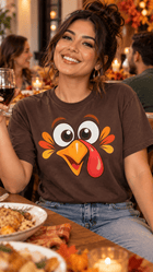 Funny Turkey Face Thanksgiving T-Shirt | Comfort Colors 1717 - Encore2woSEspresso