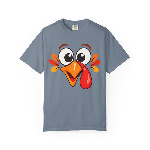 Funny Turkey Face Thanksgiving T-Shirt | Comfort Colors 1717 - Encore2woSNavy