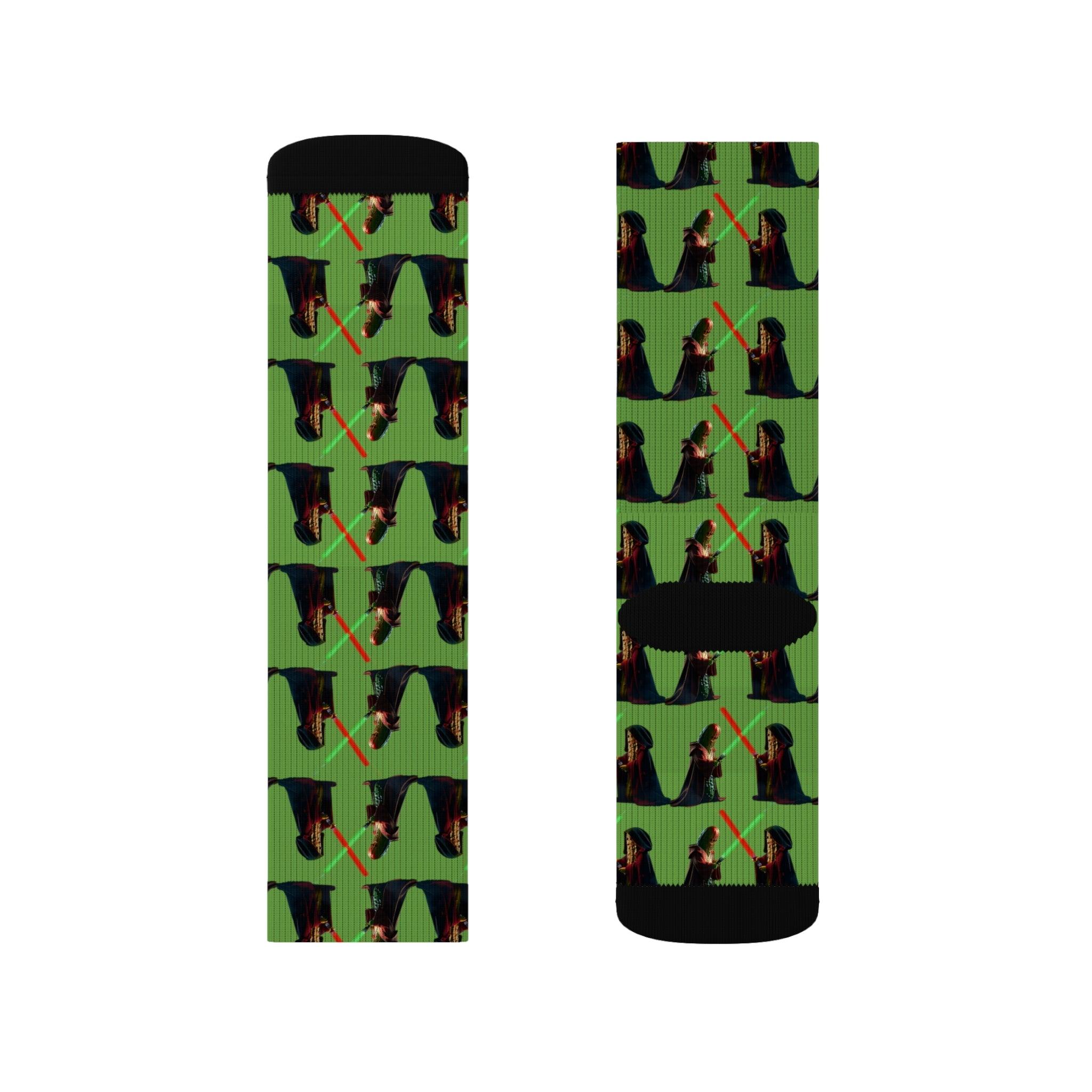 Galactic Pickle Duel Socks - Pickle Socks with Lightsabers - Encore2woS