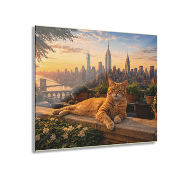 Ginger Cat Rooftop NYC Acrylic Print Modern Sunset Skyline Wall Art - Encore2wo20″ x 16″ (Horizontal)0.25''