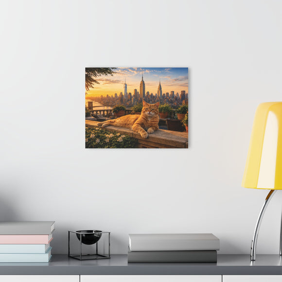 Ginger Cat Rooftop NYC Acrylic Print Modern Sunset Skyline Wall Art - Encore2wo30″ x 20″ (Horizontal)0.25''