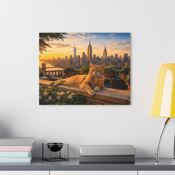 Ginger Cat Rooftop NYC Acrylic Print Modern Sunset Skyline Wall Art - Encore2wo30″ x 20″ (Horizontal)0.25''