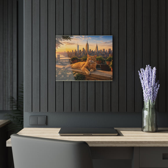 Ginger Cat Rooftop NYC Acrylic Print Modern Sunset Skyline Wall Art - Encore2wo30″ x 20″ (Horizontal)0.25''