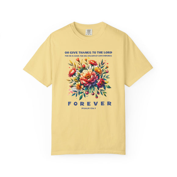 Give Thanks to the Lord Boho Floral Christian Graphic Tee - Encore2woButterS